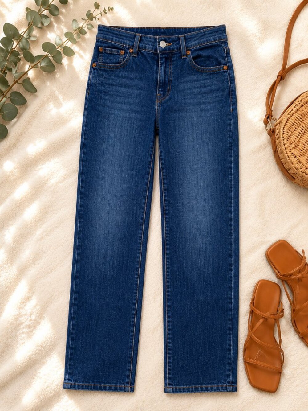 Levi's Straight Leg Jeans Size 28 Medium Wash Classic Denim Boyfriend Jean